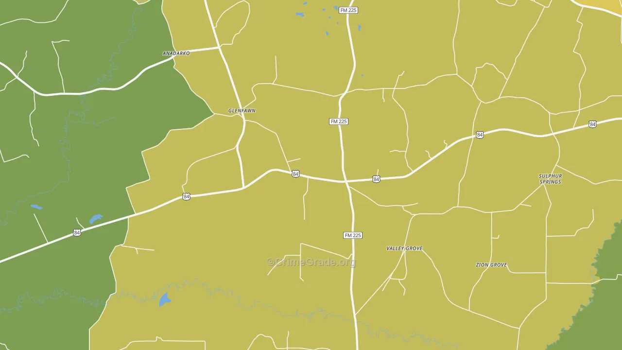 Glenfawn, TX Map of Theft Rates