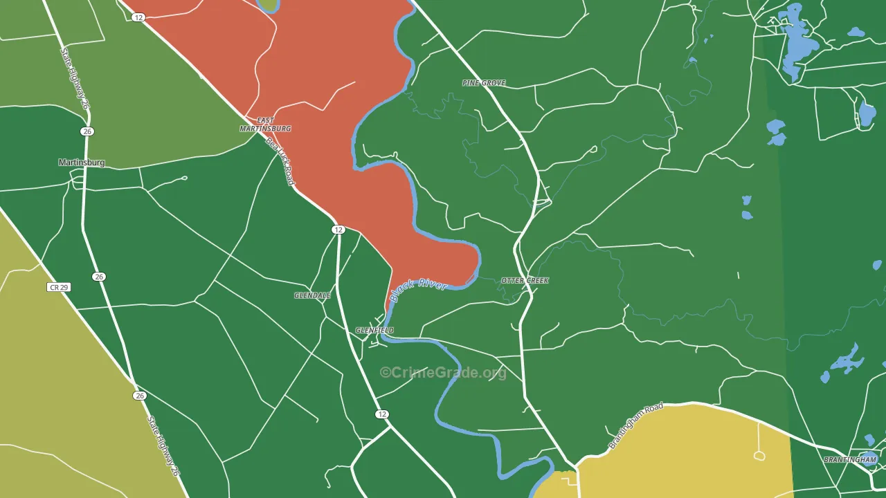 Glenfield, NY Map of Theft Rates