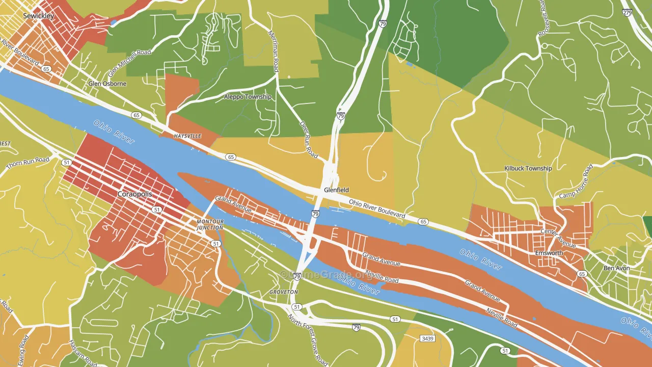 Glenfield, PA Map of Theft Rates