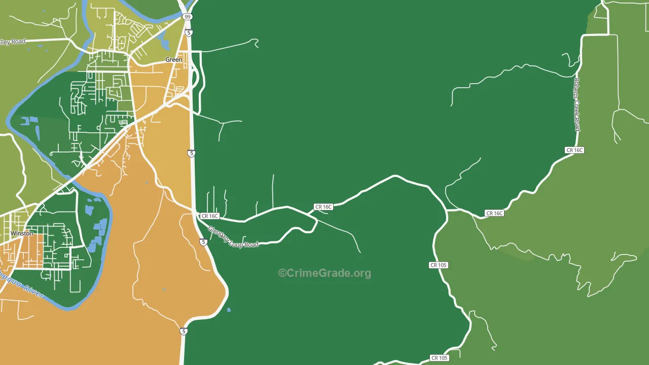 Glengary, OR Map of Theft Rates
