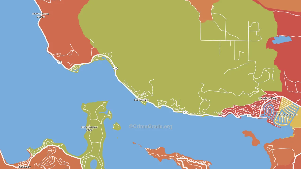 Glenhaven, CA Map of Theft Rates