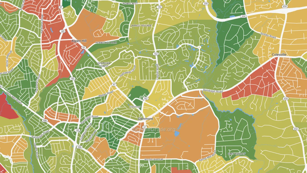 Glenmont, MD Map of Theft Rates