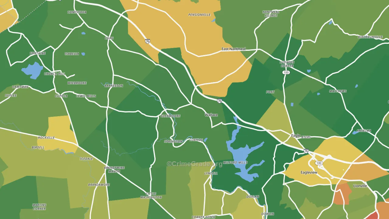 Glenmoore, PA Map of Theft Rates