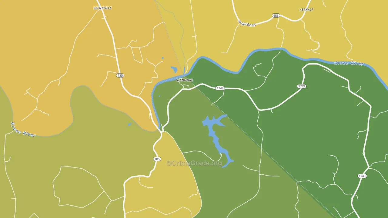 Glenmore, KY Map of Theft Rates