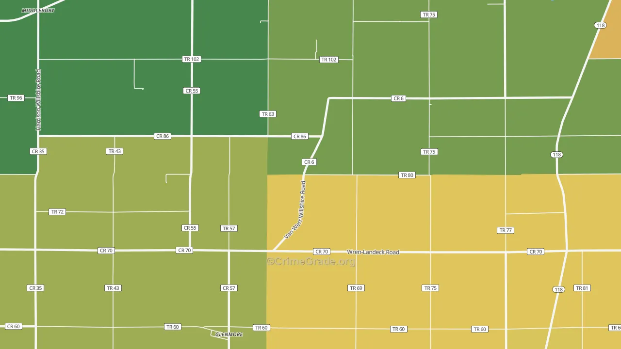 Glenmore, OH Map of Theft Rates