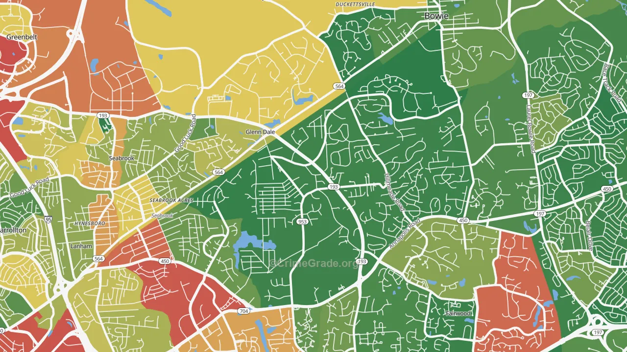 Glenn Dale, MD Map of Theft Rates