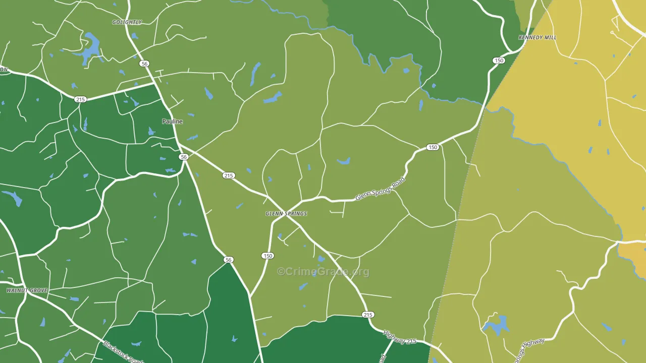 Glenn Springs, SC Map of Theft Rates