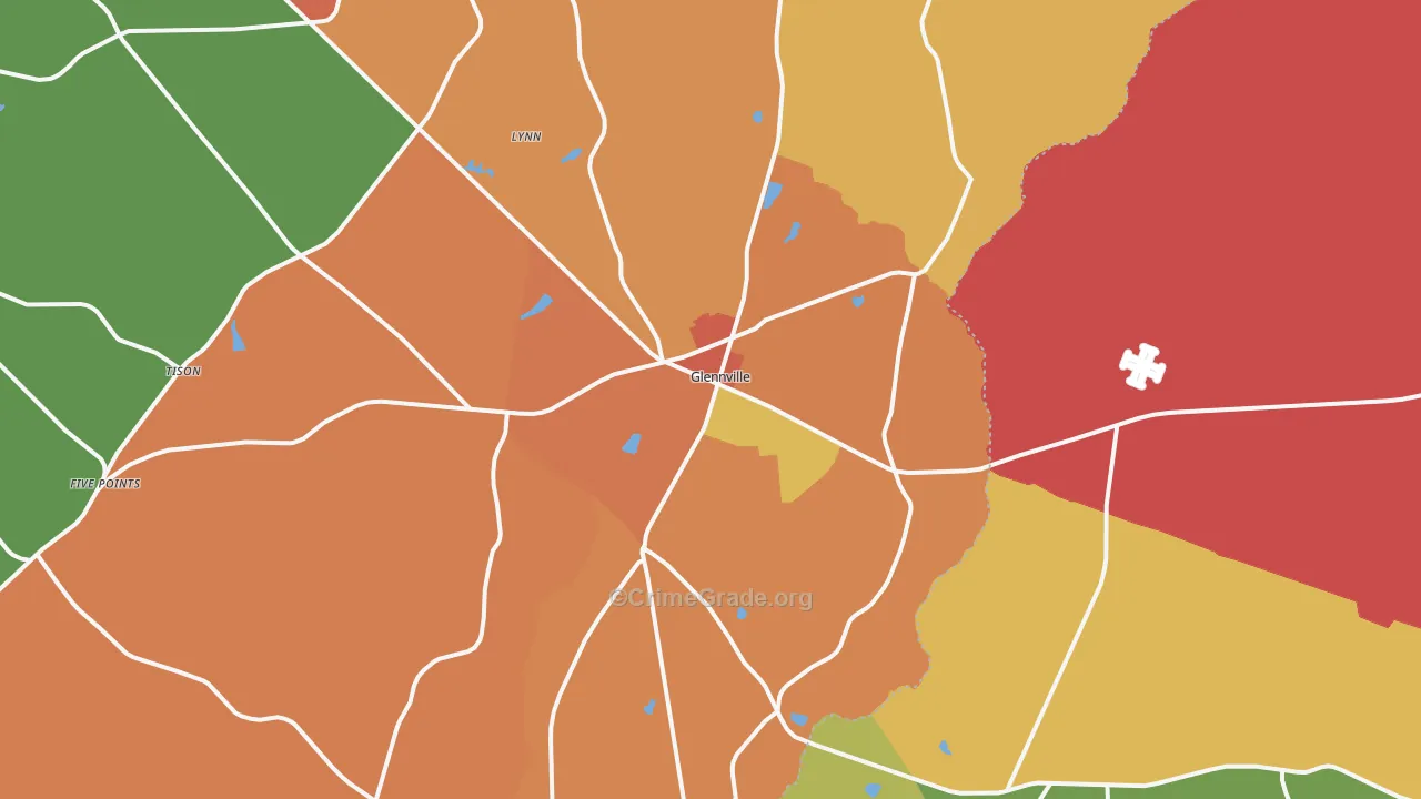 Glennville, GA Map of Theft Rates