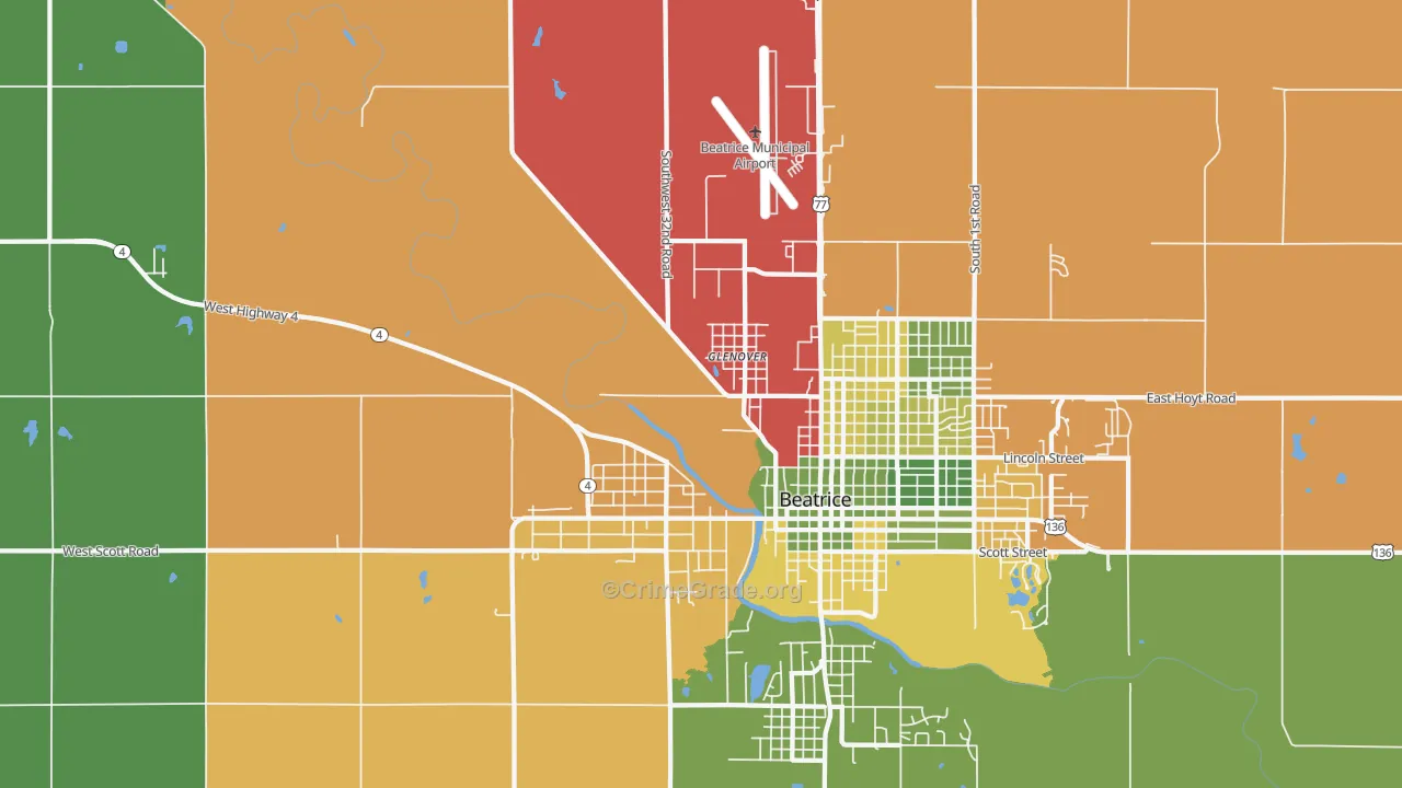 Glenover, NE Map of Theft Rates