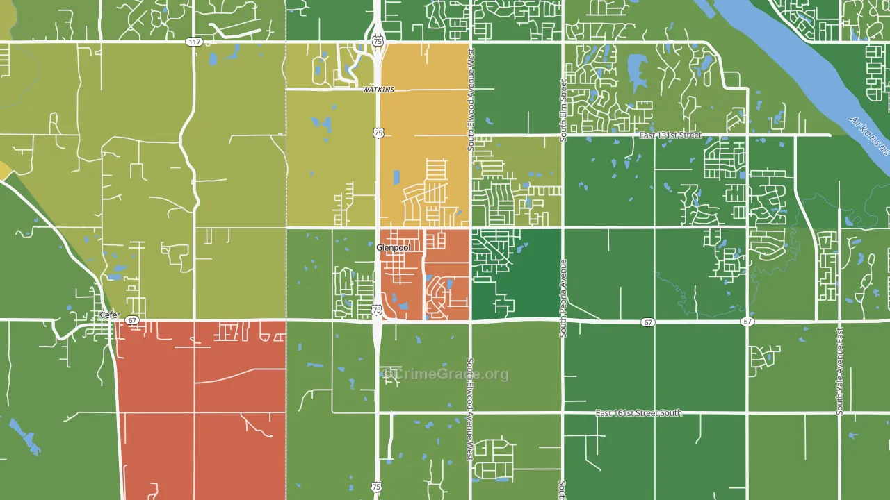 Glenpool, OK Map of Theft Rates