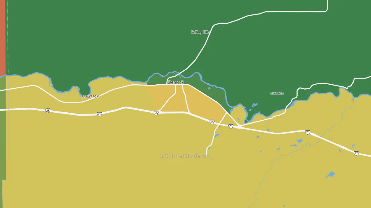 Glenrock, WY Map of Theft Rates