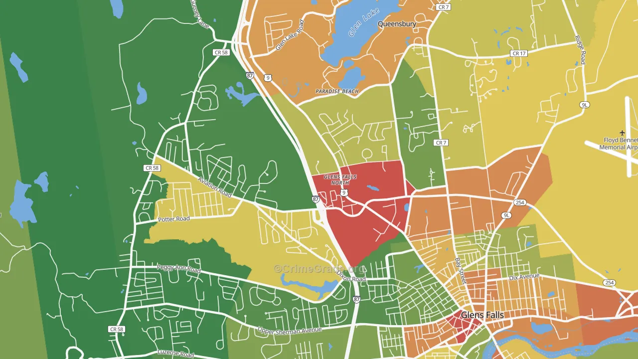Glens Falls North, NY Map of Theft Rates