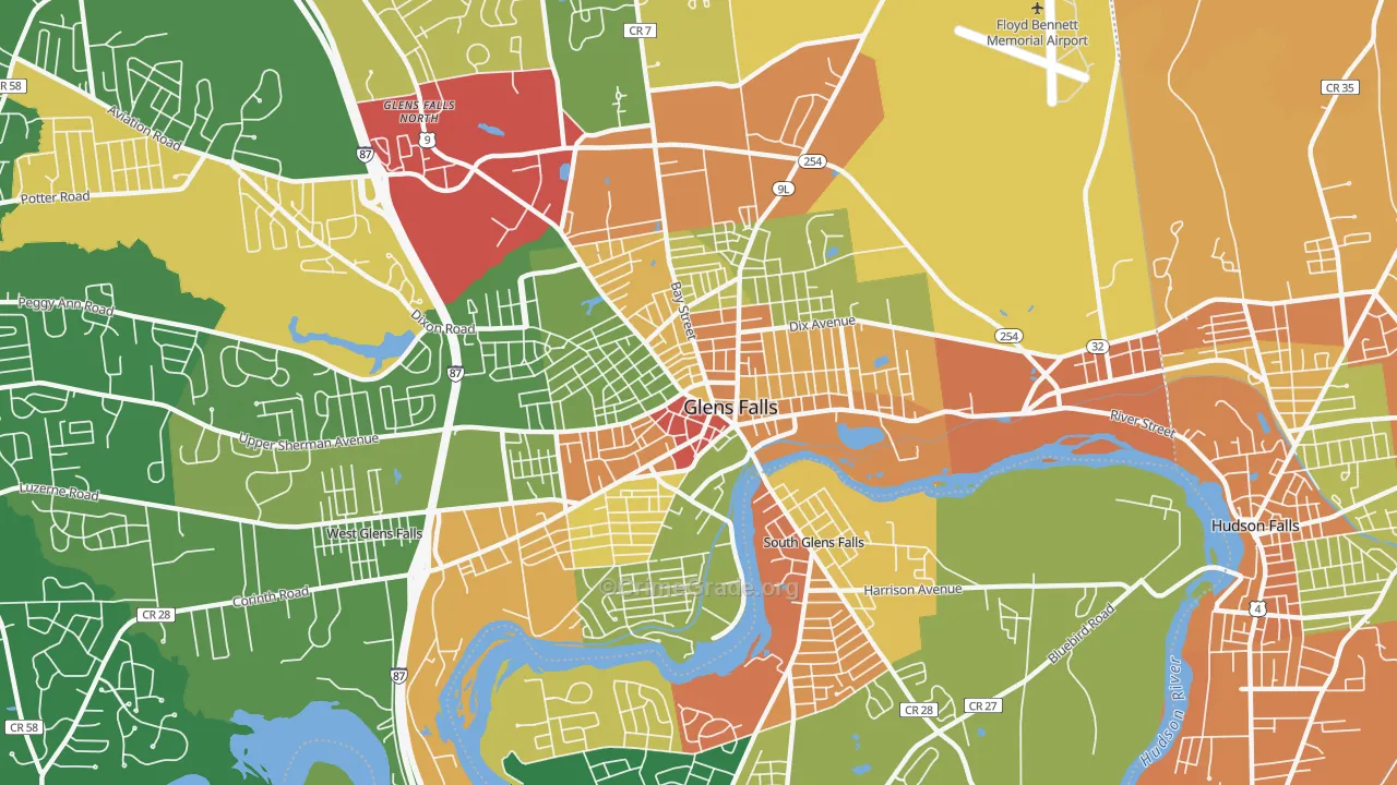 Glens Falls, NY Map of Theft Rates