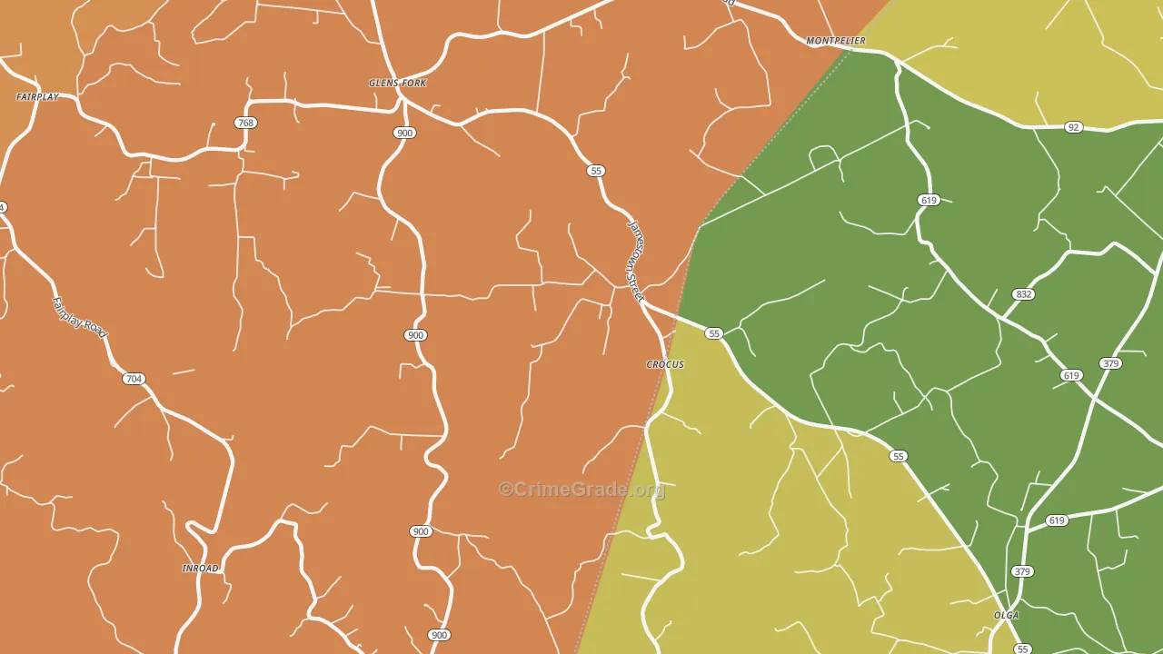 Glens Fork, KY Map of Theft Rates