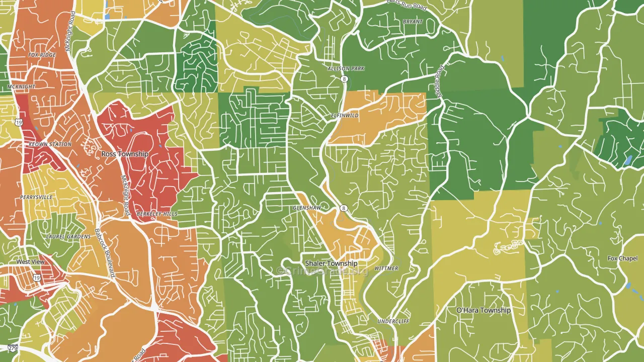 Glenshaw, PA Map of Theft Rates