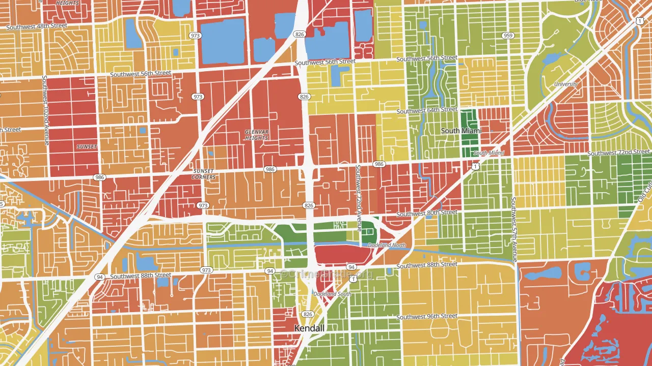 Glenvar Heights, FL Map of Theft Rates
