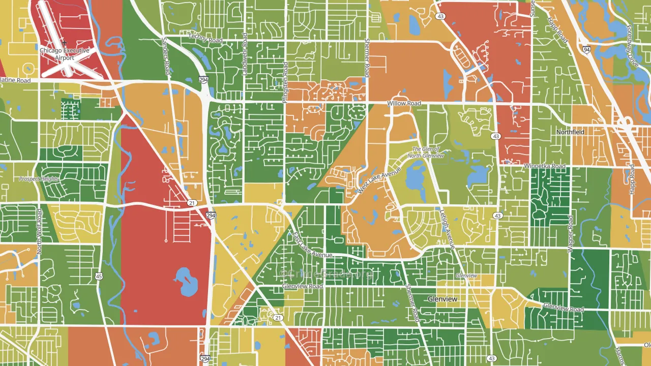 Glenview Nas, IL Map of Theft Rates
