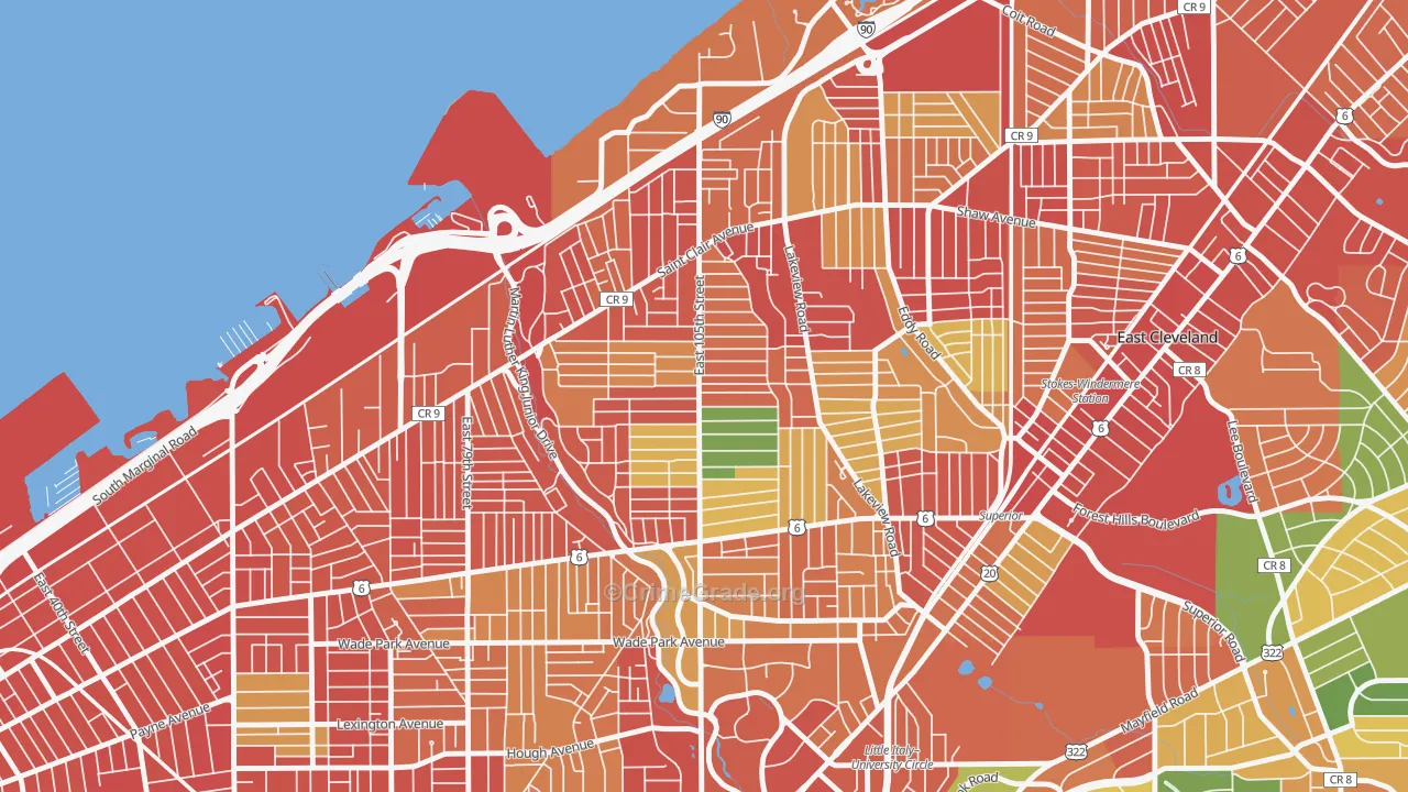 Glenville, Cleveland, OH Map of Theft Rates
