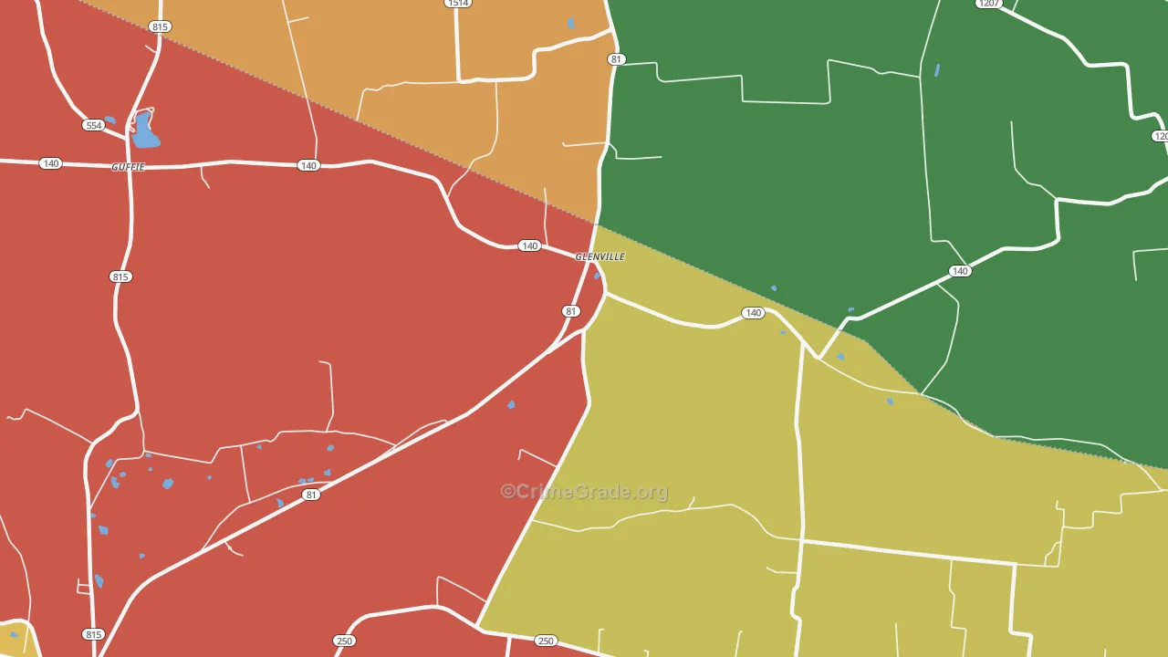 Glenville, KY Map of Theft Rates