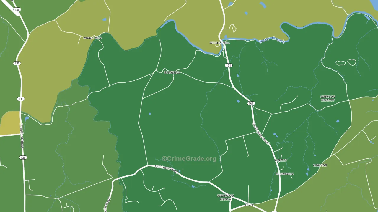 Glenville, MD Map of Theft Rates