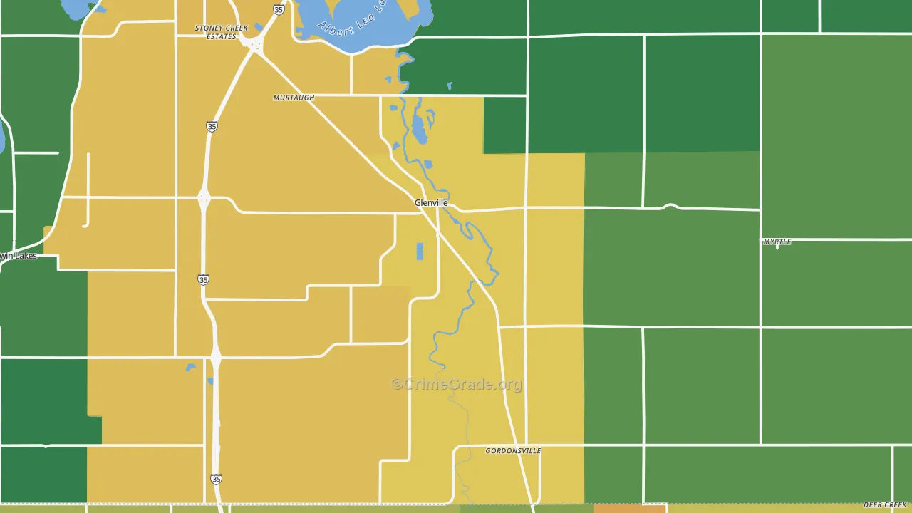Glenville, MN Map of Theft Rates