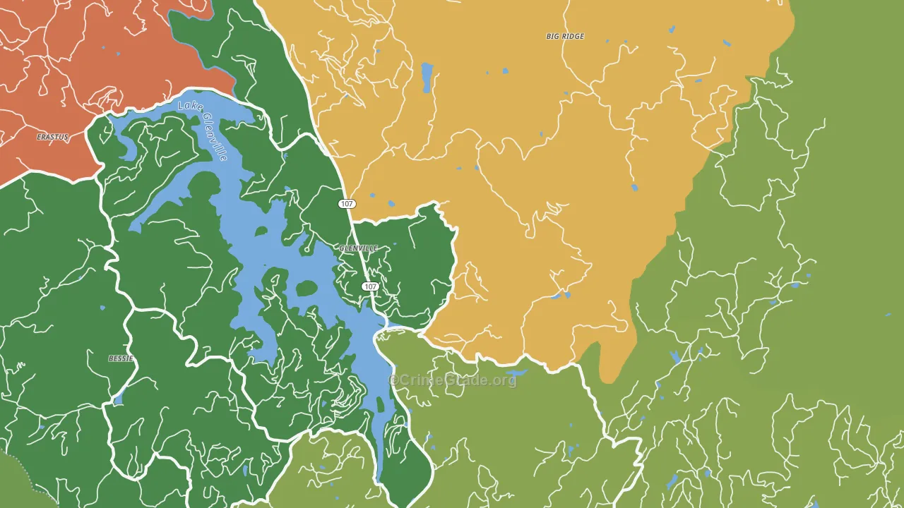 Glenville, NC Map of Theft Rates