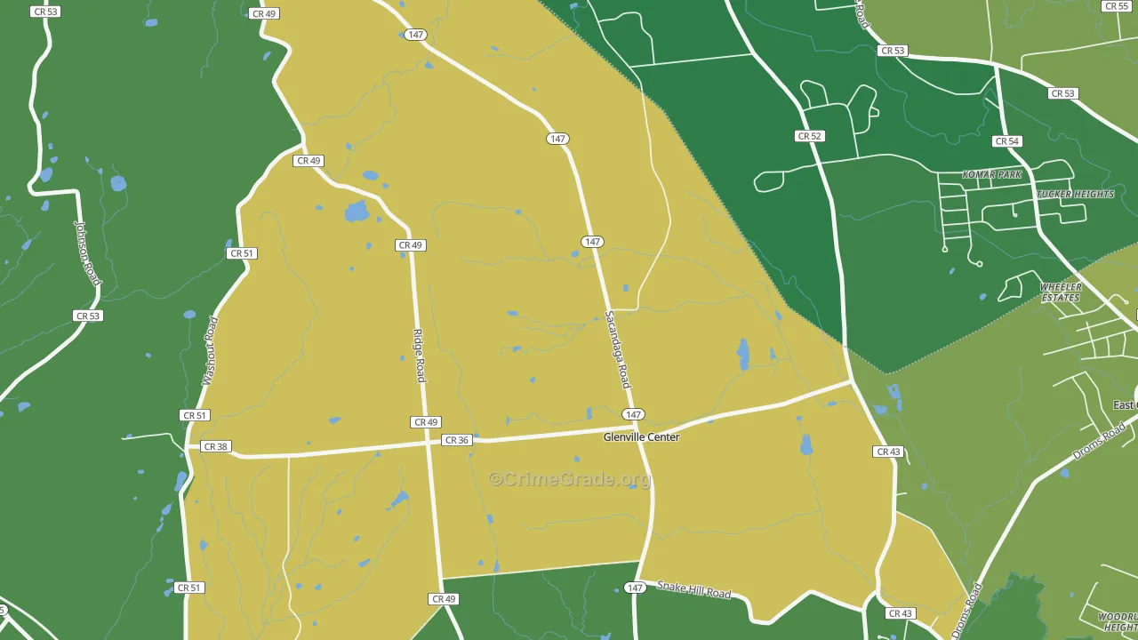 Glenville, NY Map of Theft Rates