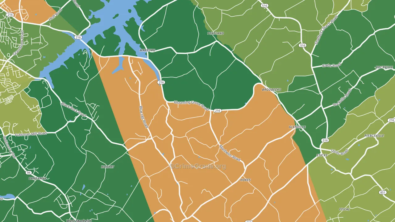 Glenville, PA Map of Theft Rates