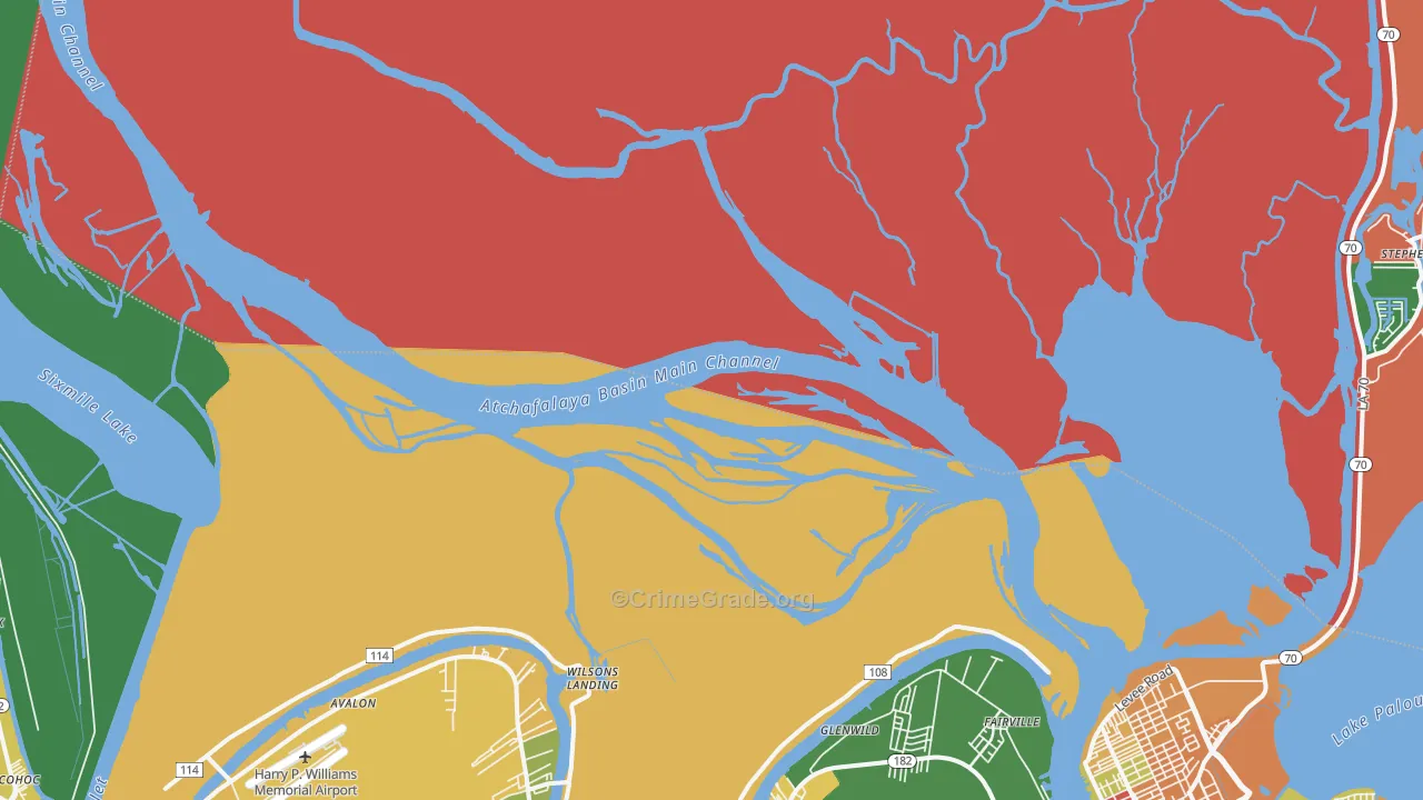 Glenwild, LA Map of Theft Rates
