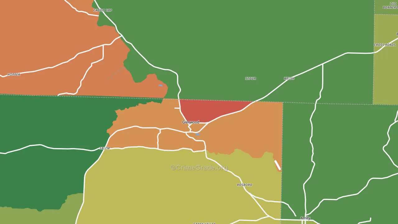Glenwood, AR Map of Theft Rates