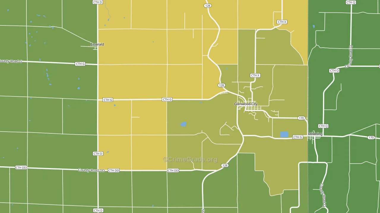 Glenwood City, WI Map of Theft Rates