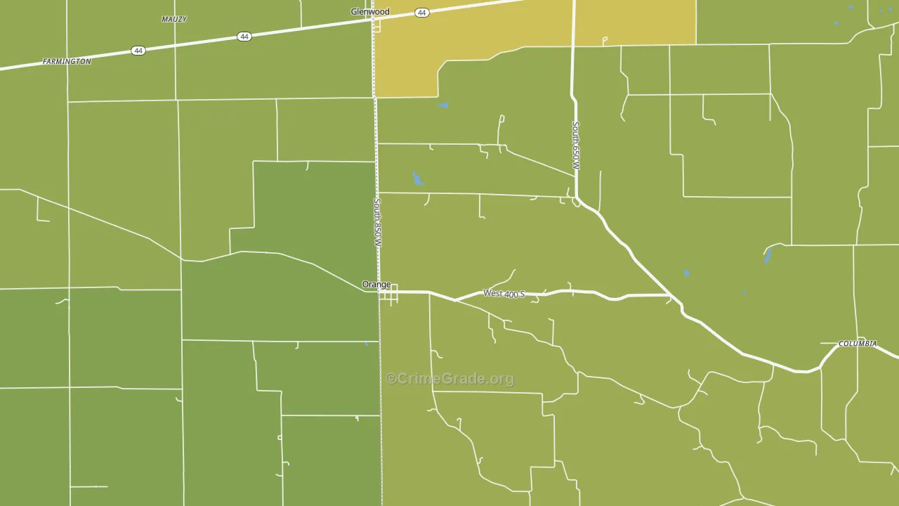 Glenwood, IN Map of Theft Rates