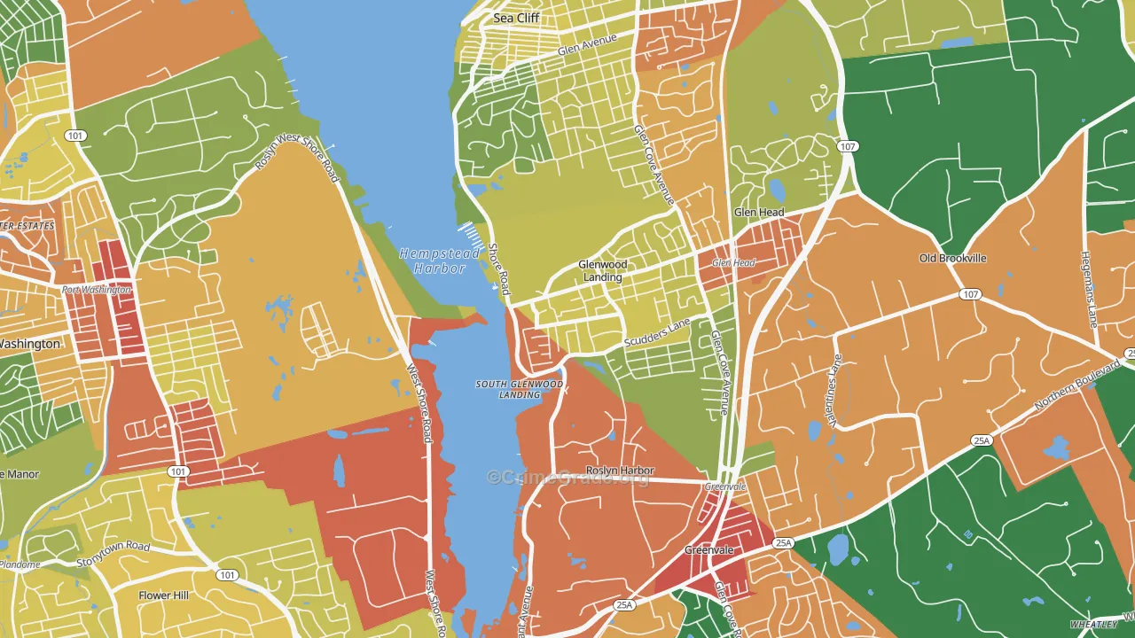 Glenwood Landing, NY Map of Theft Rates