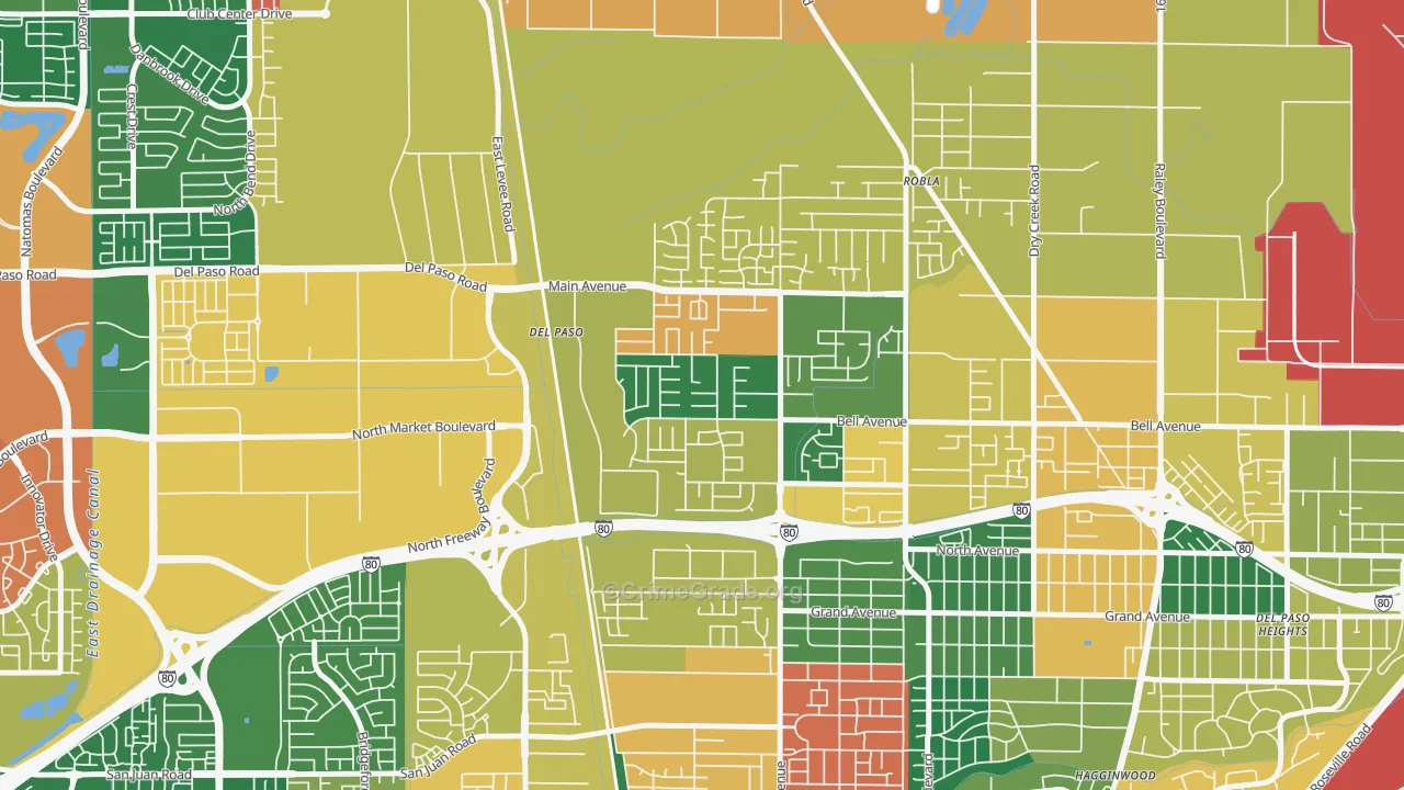 Glenwood Meadows, Sacramento, CA Map of Theft Rates