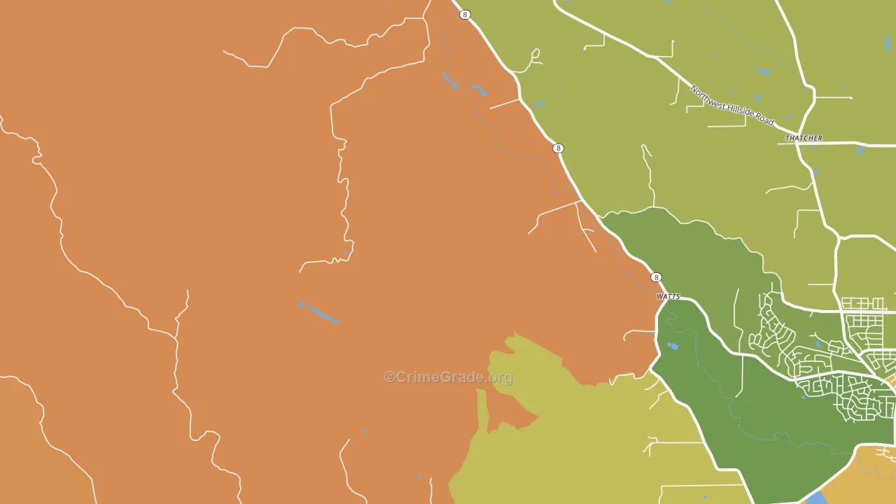 Glenwood, OR Map of Theft Rates