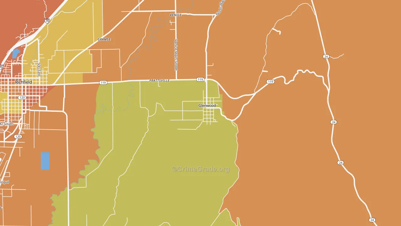Glenwood, UT Map of Theft Rates