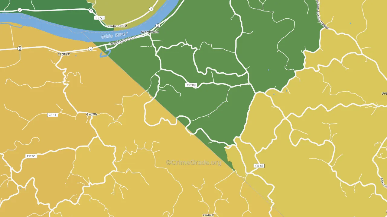 Glenwood, WV Map of Theft Rates