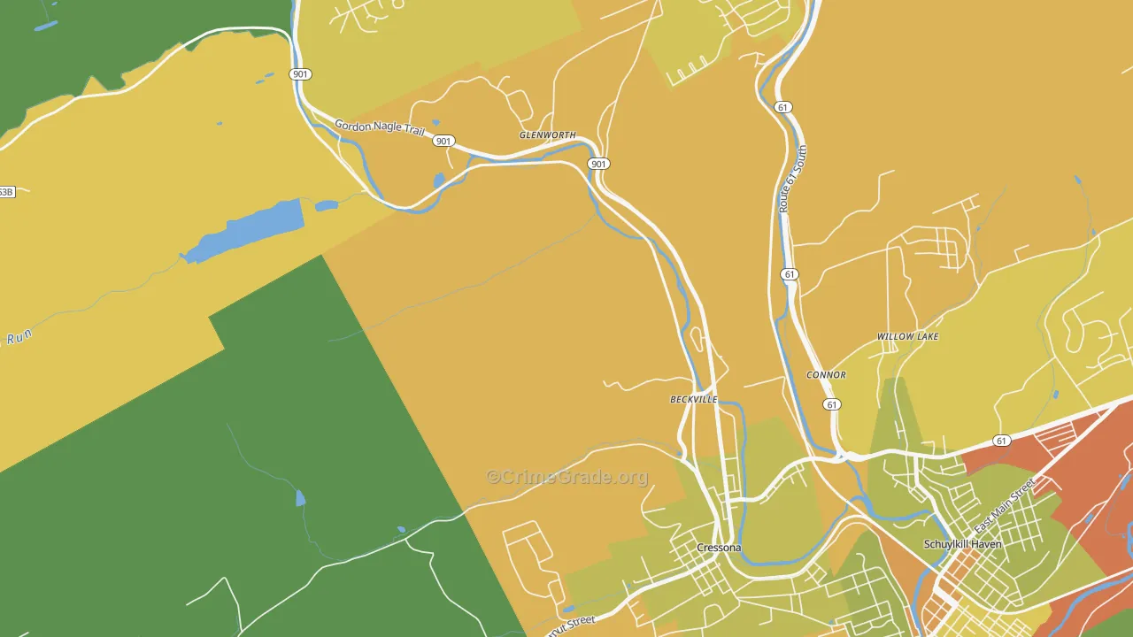 Glenworth, PA Map of Theft Rates