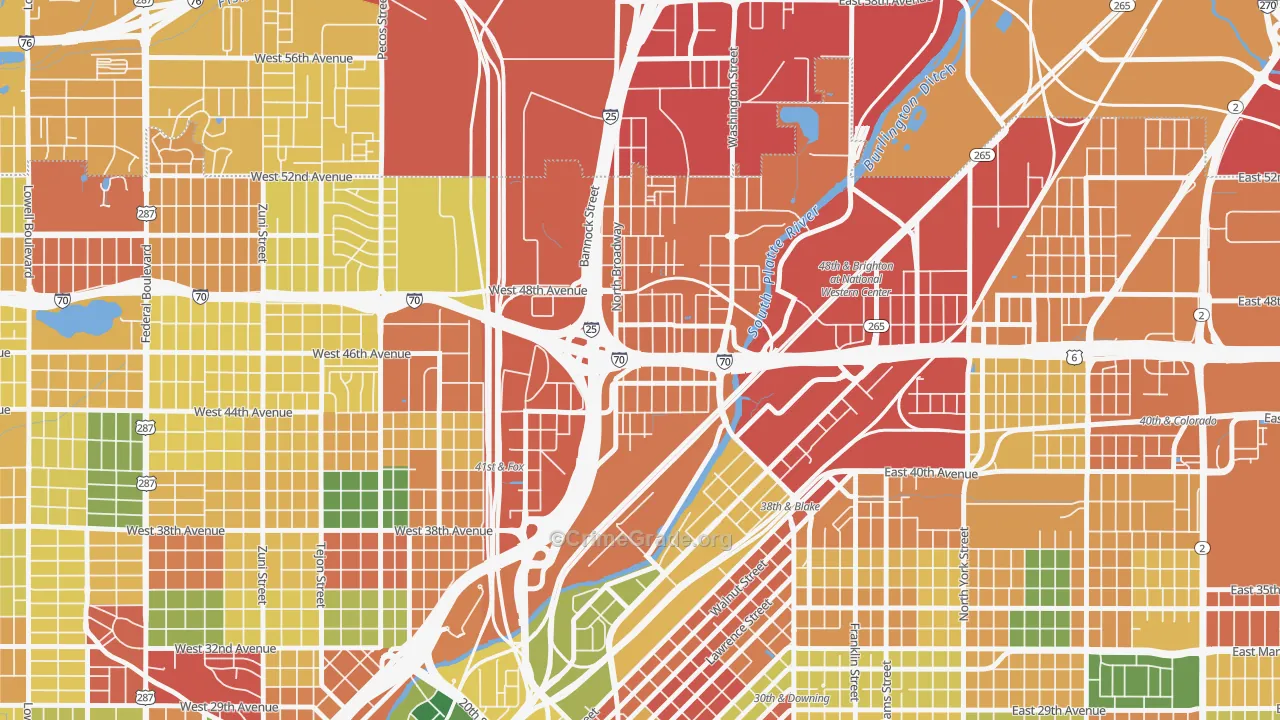 Globeville, Denver, CO Map of Theft Rates