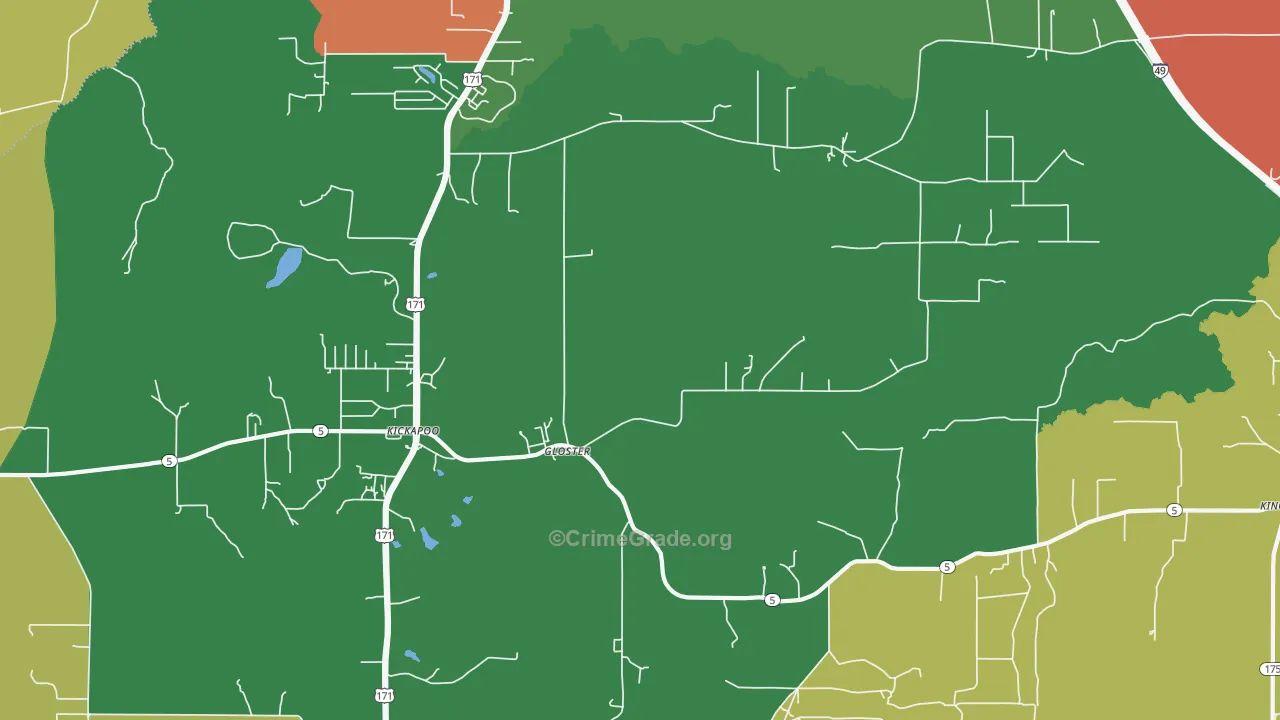 Gloster, LA Map of Theft Rates