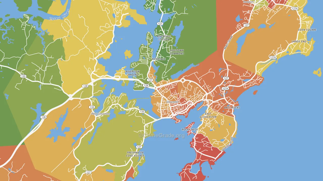 Gloucester, MA Map of Theft Rates
