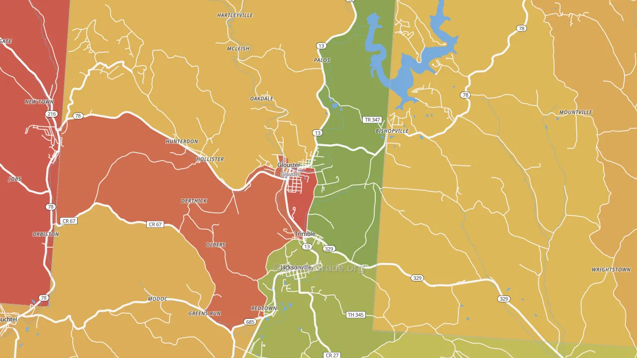 Glouster, OH Map of Theft Rates