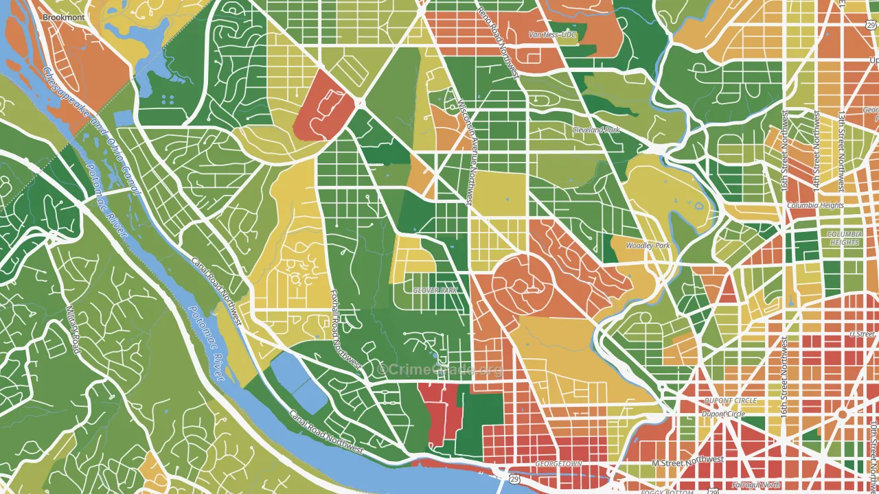 Glover Park, Washington, DC Map of Theft Rates