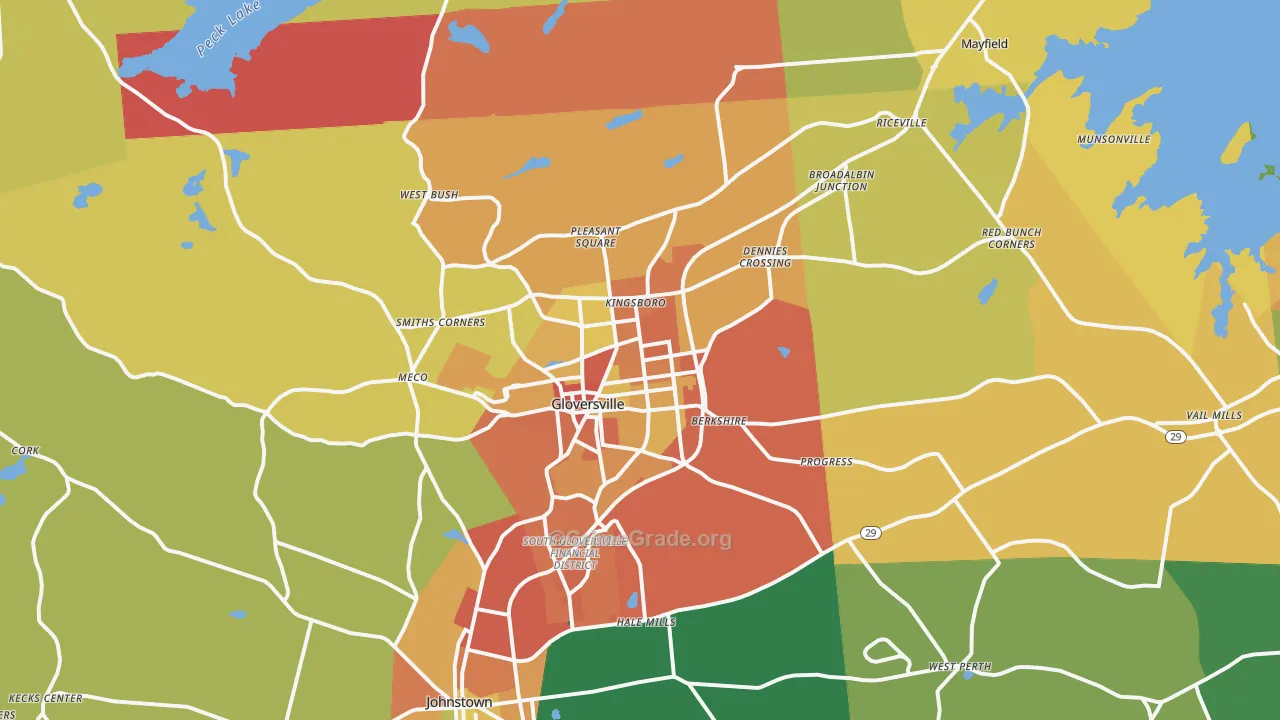 Gloversville, NY Map of Theft Rates