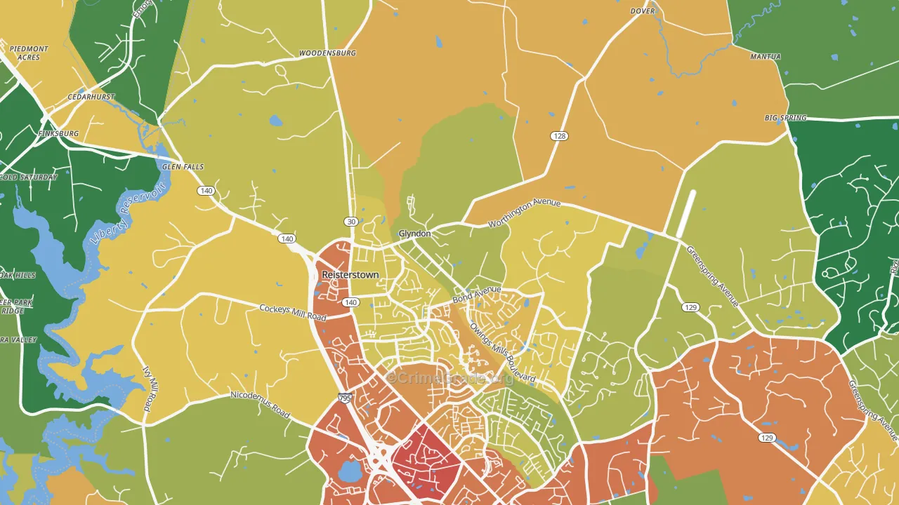 Glyndon, MD Map of Theft Rates