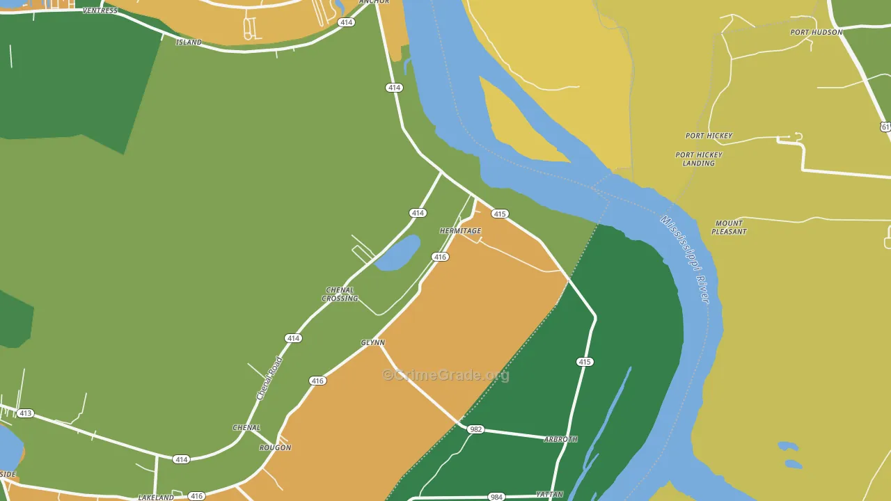 Glynn, LA Map of Theft Rates