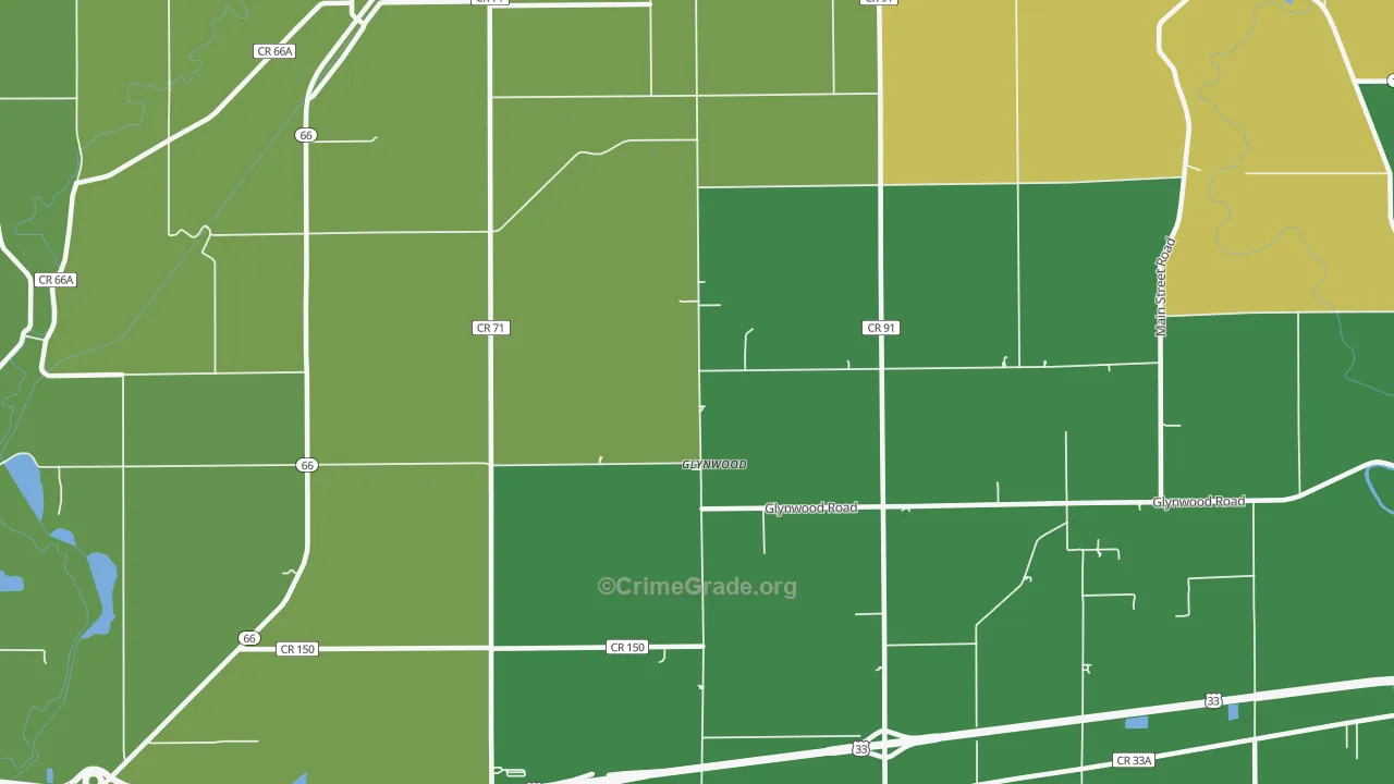 Glynwood, OH Map of Theft Rates