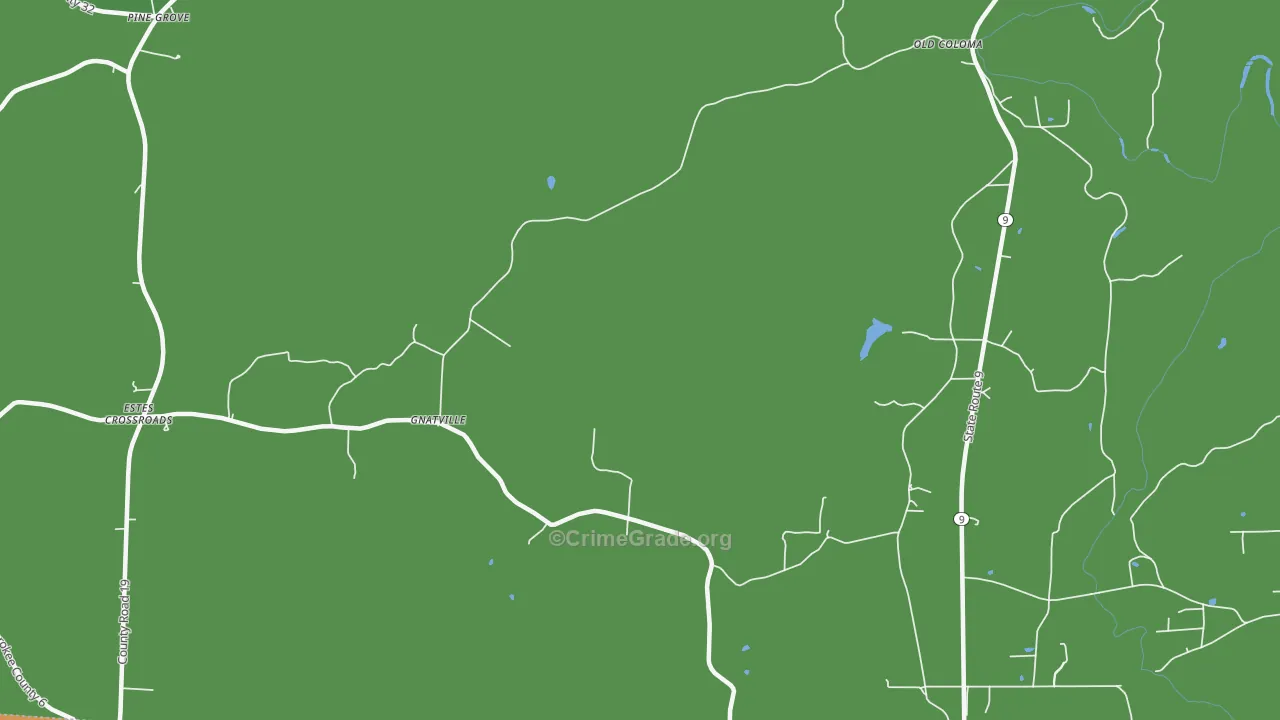 Gnatville, AL Map of Theft Rates