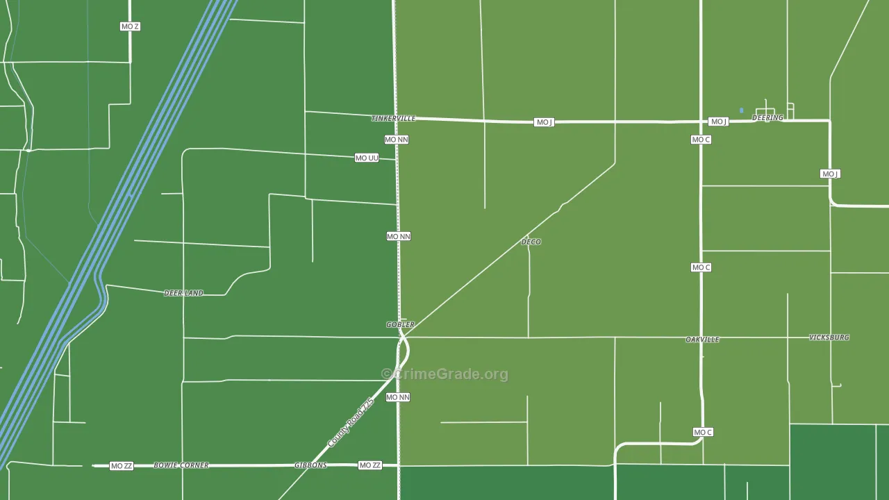 Gobler, MO Map of Theft Rates