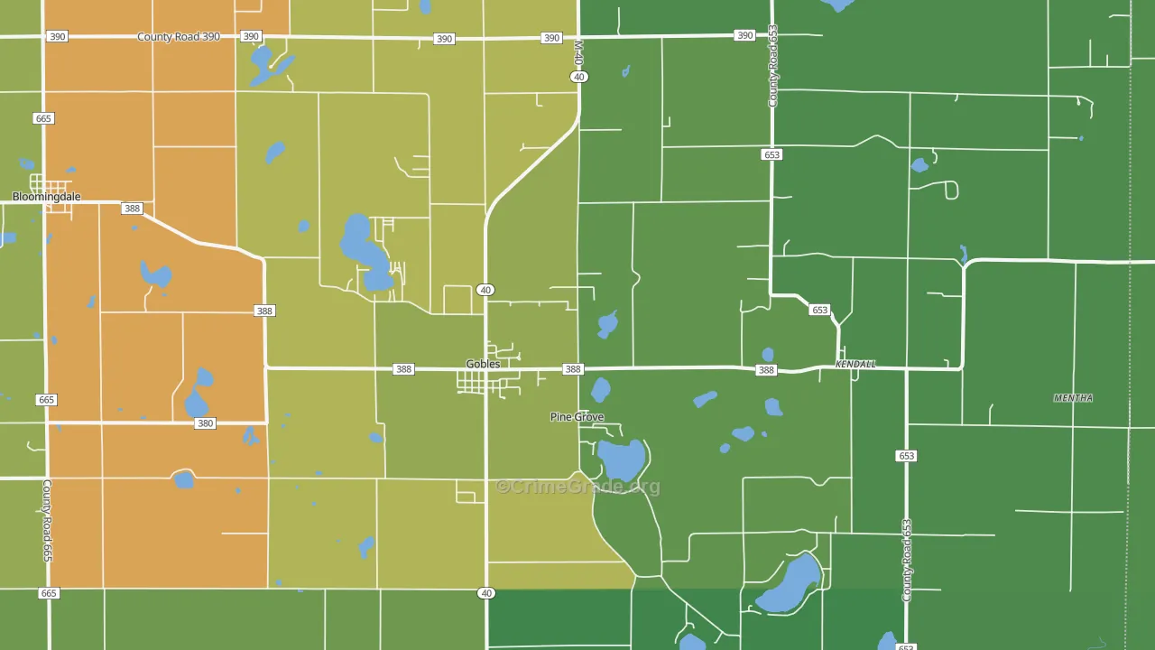 Gobles, MI Map of Theft Rates